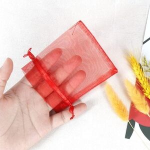 25 Red Organza Drawstring Bags 3 x 4